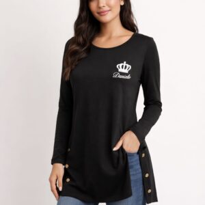 Danialo Vintage Black Long Sleeve Lower Waist Top