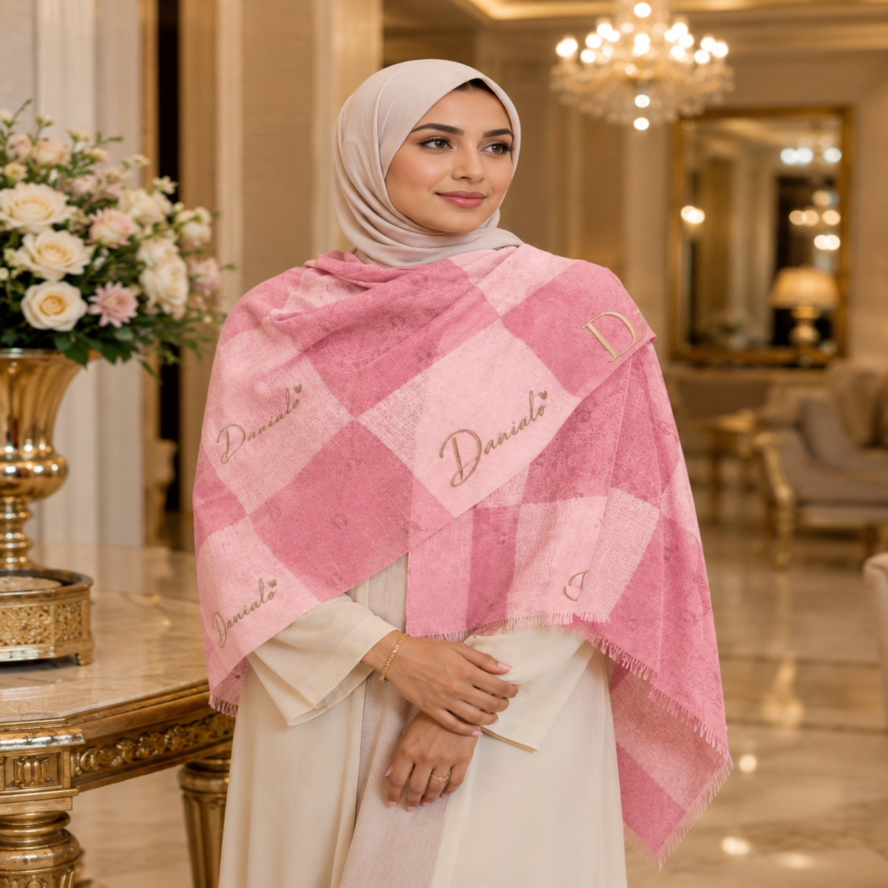 Danialo Luxurio Pink Wrap Scarf