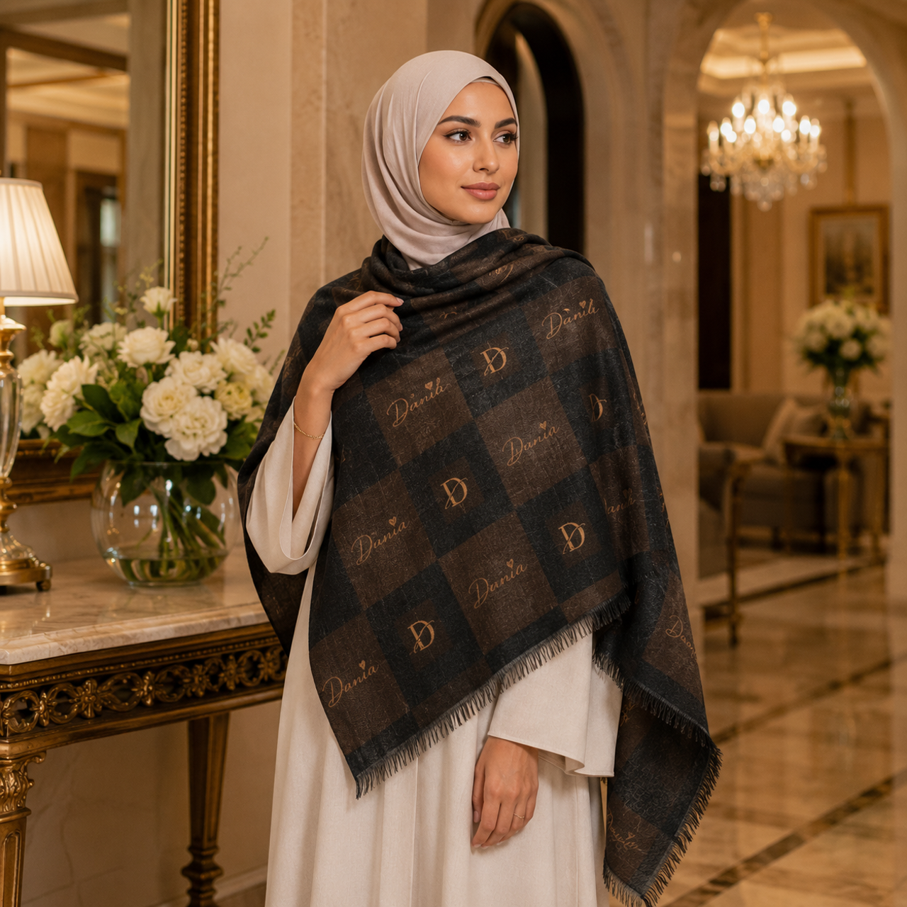 Danialo Luxurio Brown Wrap Scarf