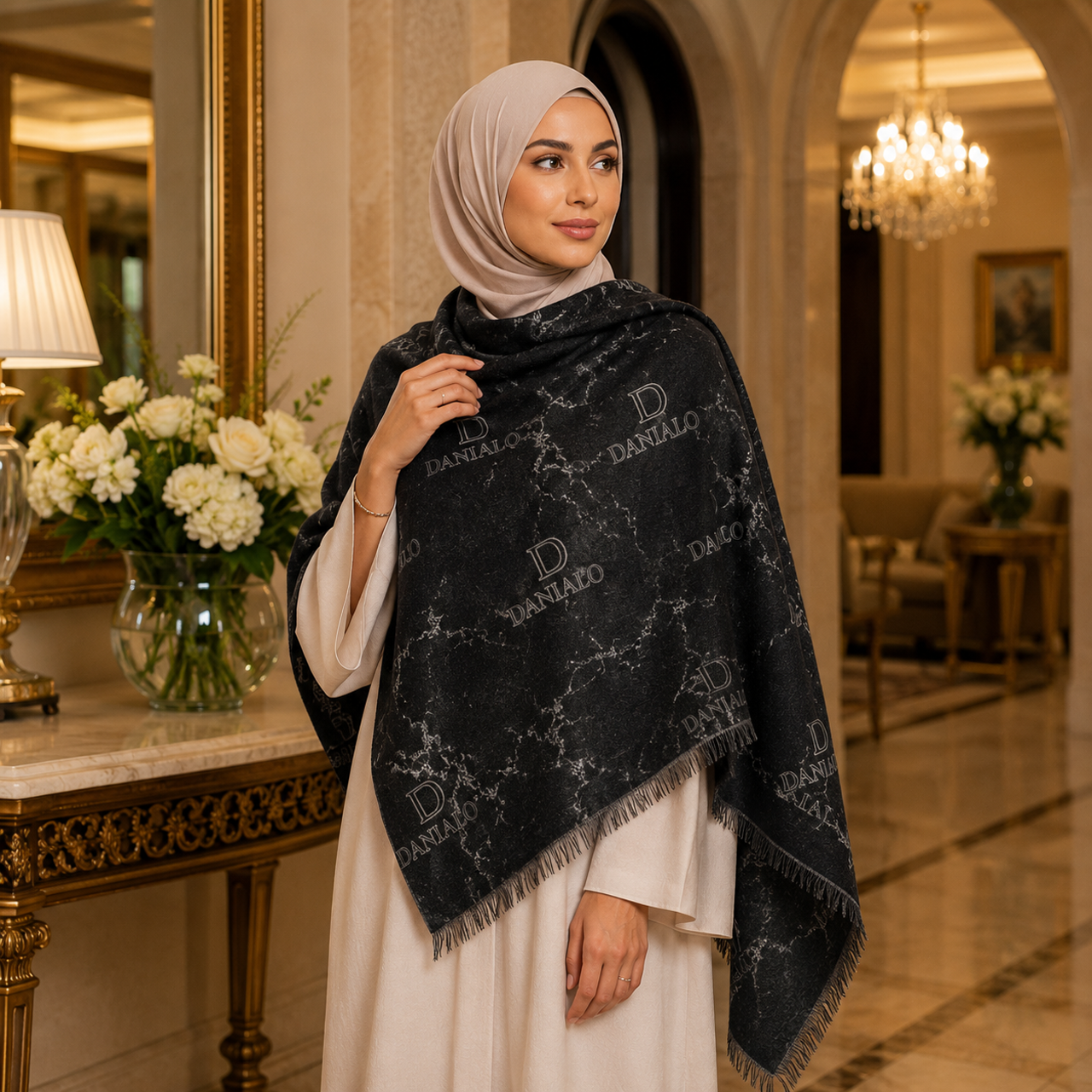 Danialo Luxurio Black Wrap Scarf
