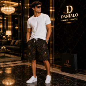 Danialo Men's Signiteri Brown & Gold Long Shorts