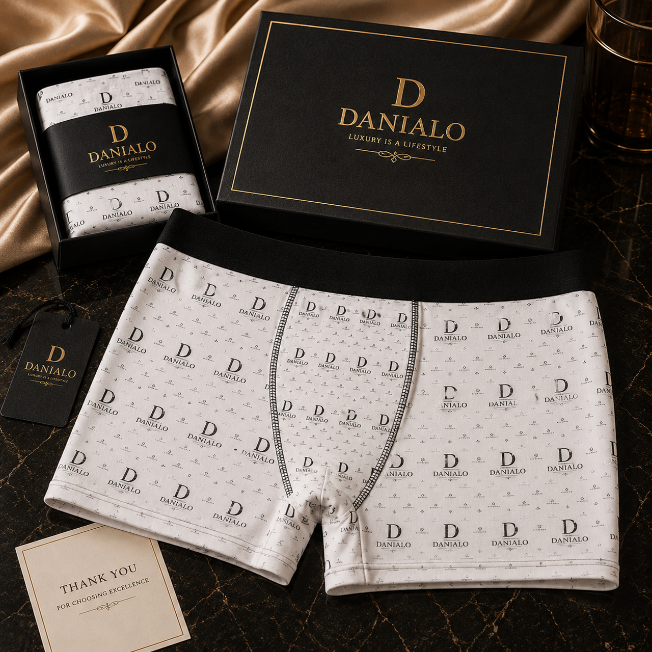 Danialo Signiteri Vintage White & Grey Boxers