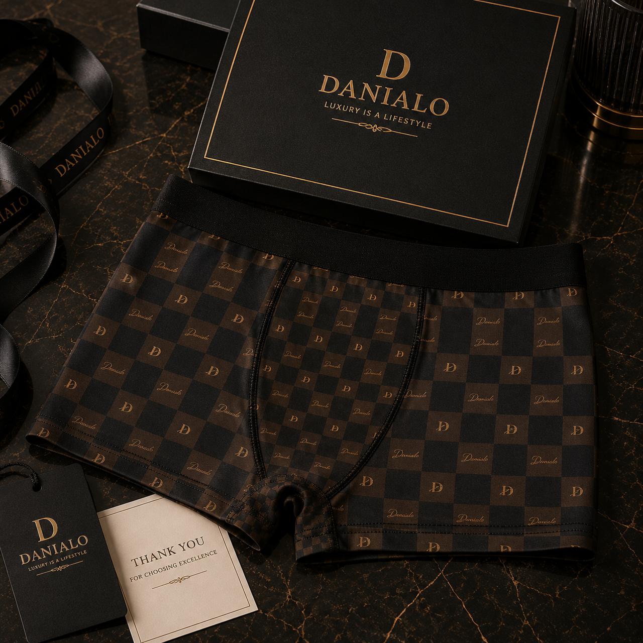 Danialo Signiteri Checked Vintage Brown & Black Boxers