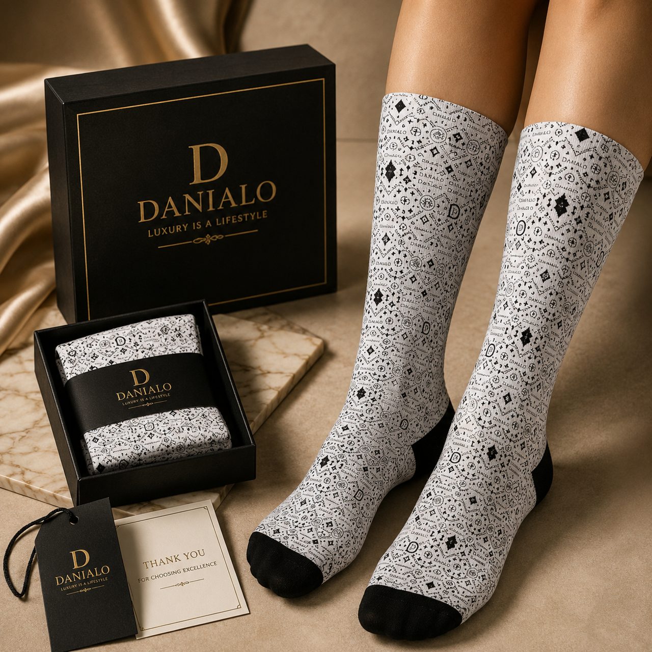 Danialo Men's Grey Cushioned Crew Socks