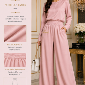 Danialo Luxurio Women's Pink Wide-Leg Pants