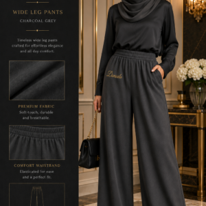Danialo Luxurio Women's Grey Wide-Leg Pants