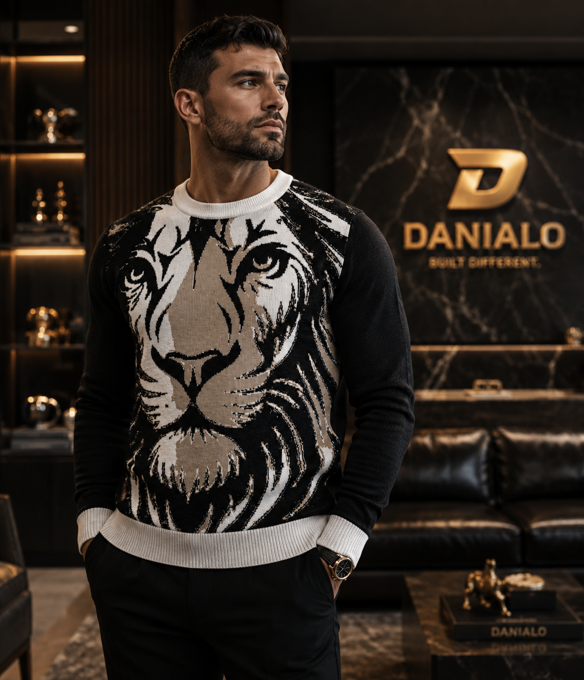 Danialo Luxurio Men's Knitted Crew Neck Sweater