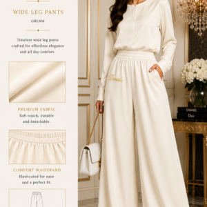 DanialoLuxurio Women's Cream Wide-Leg Pants