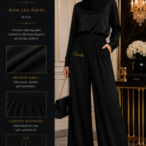 DanialoLuxurio Women's Black Wide-Leg Pants