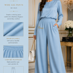 Danialo Luxurio Women's Blue Wide-Leg Pants