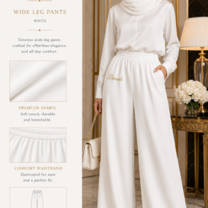 DanialoLuxurio Women's Light Grey Wide-Leg Pants
