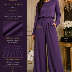 Danialo Luxurio Women's Purple Wide-Leg Pants